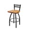 Holland Bar Stool Co 25" Low Back Swivel Counter Stool, Black Wrinkle, Med Oak Seat 41125BWMedOak - alternate 1